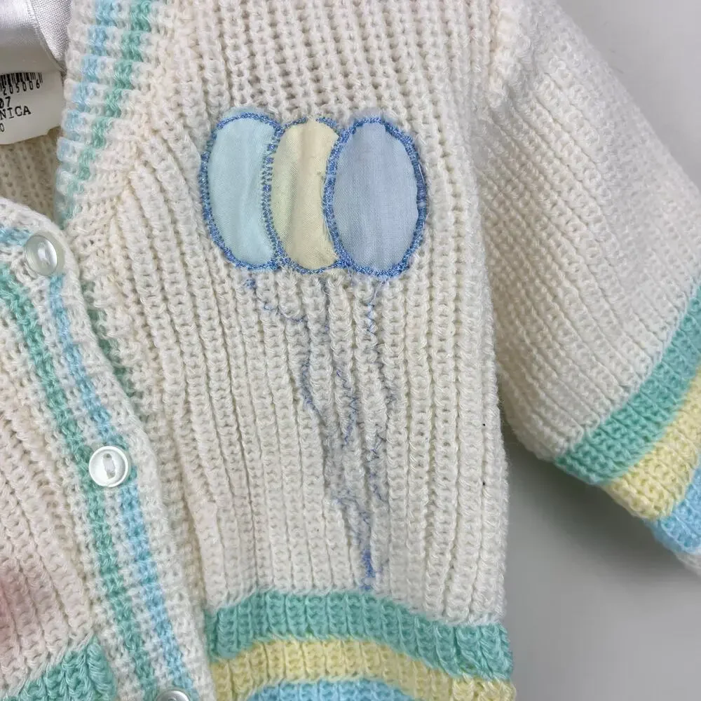Vintage Two Piece Teddy Bear Balloon Sweater Set Baby Boy